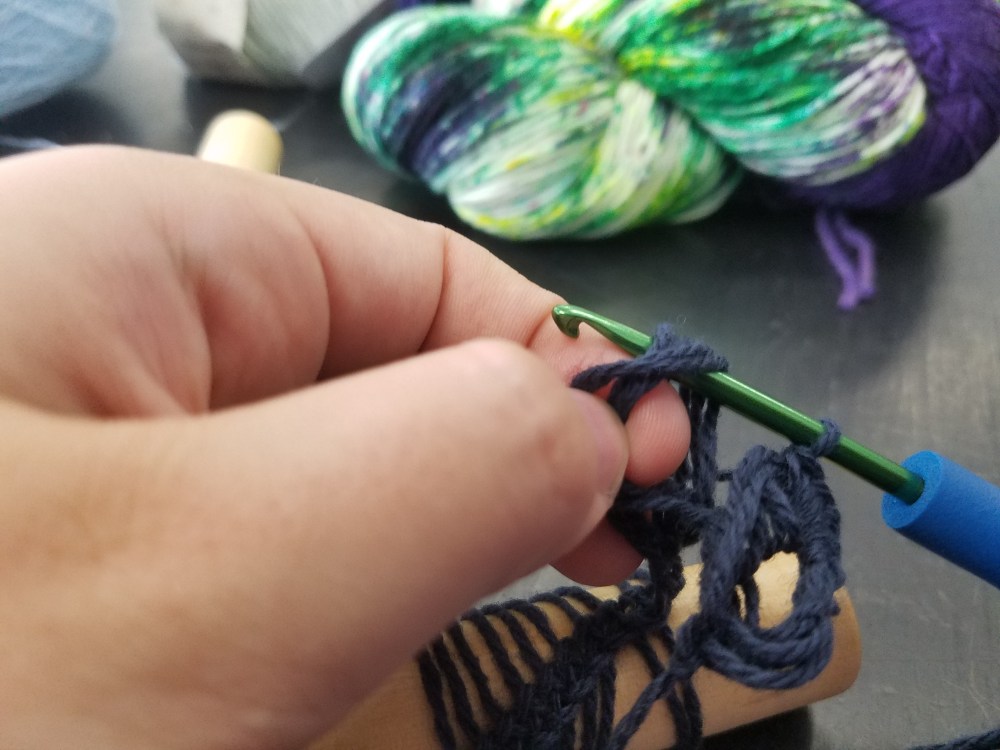 Holding open loops for easier crocheting