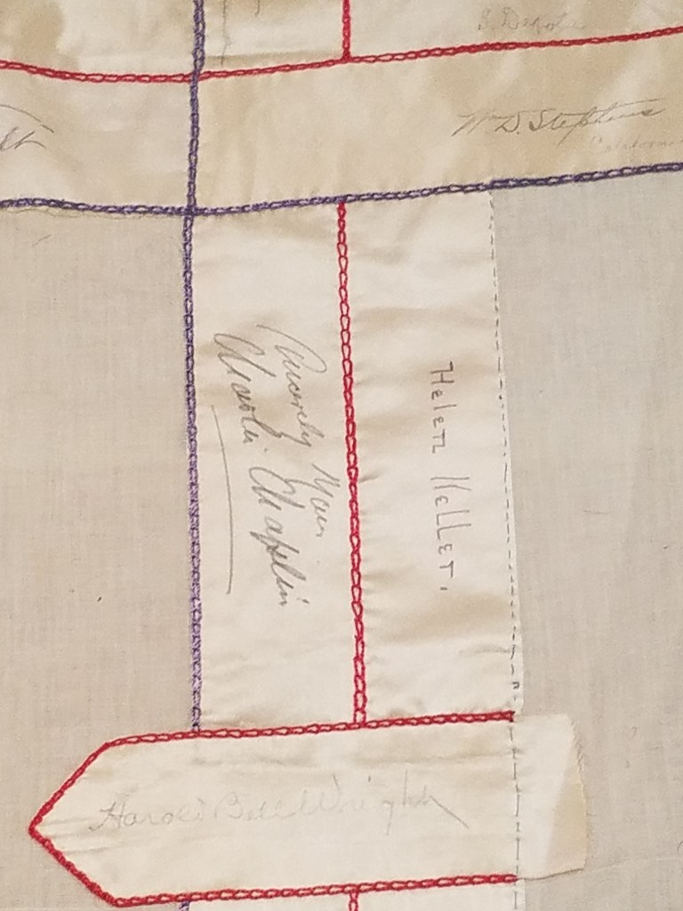 Helen Keller and Charlie Chaplin's signatures