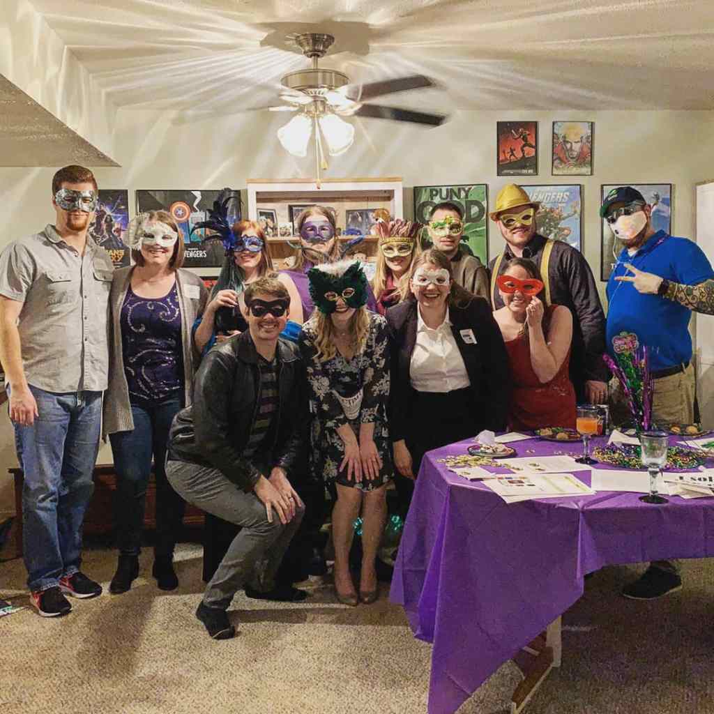 murder mystery party group photo