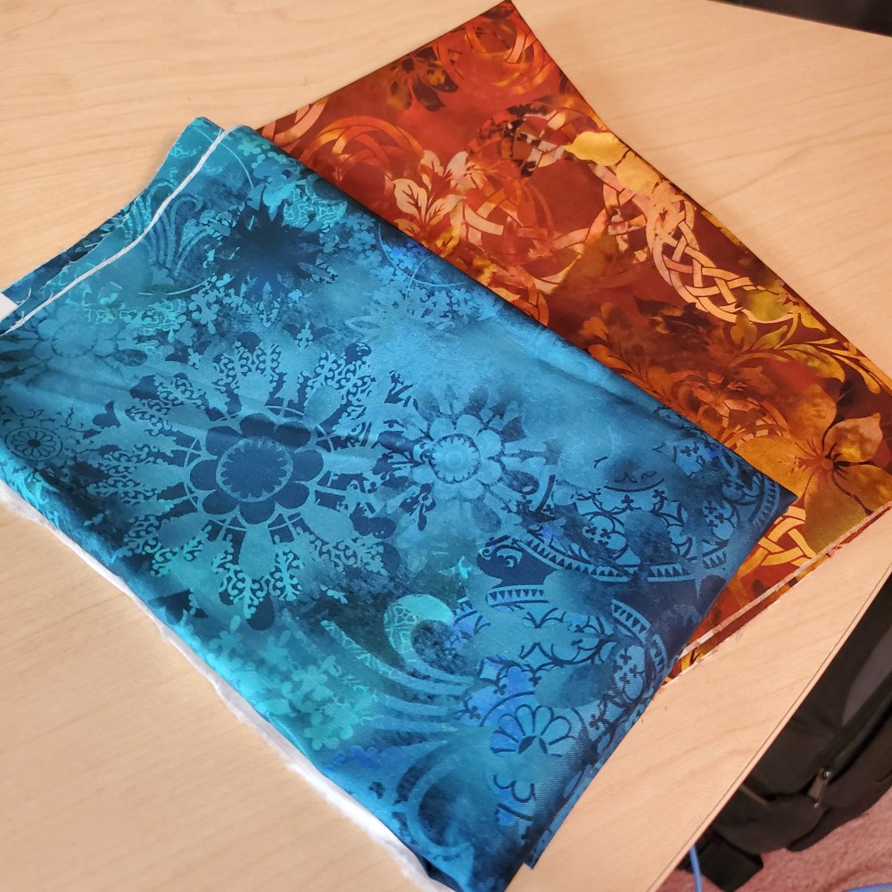 teal and bronze fabric from Quilter's Paradise