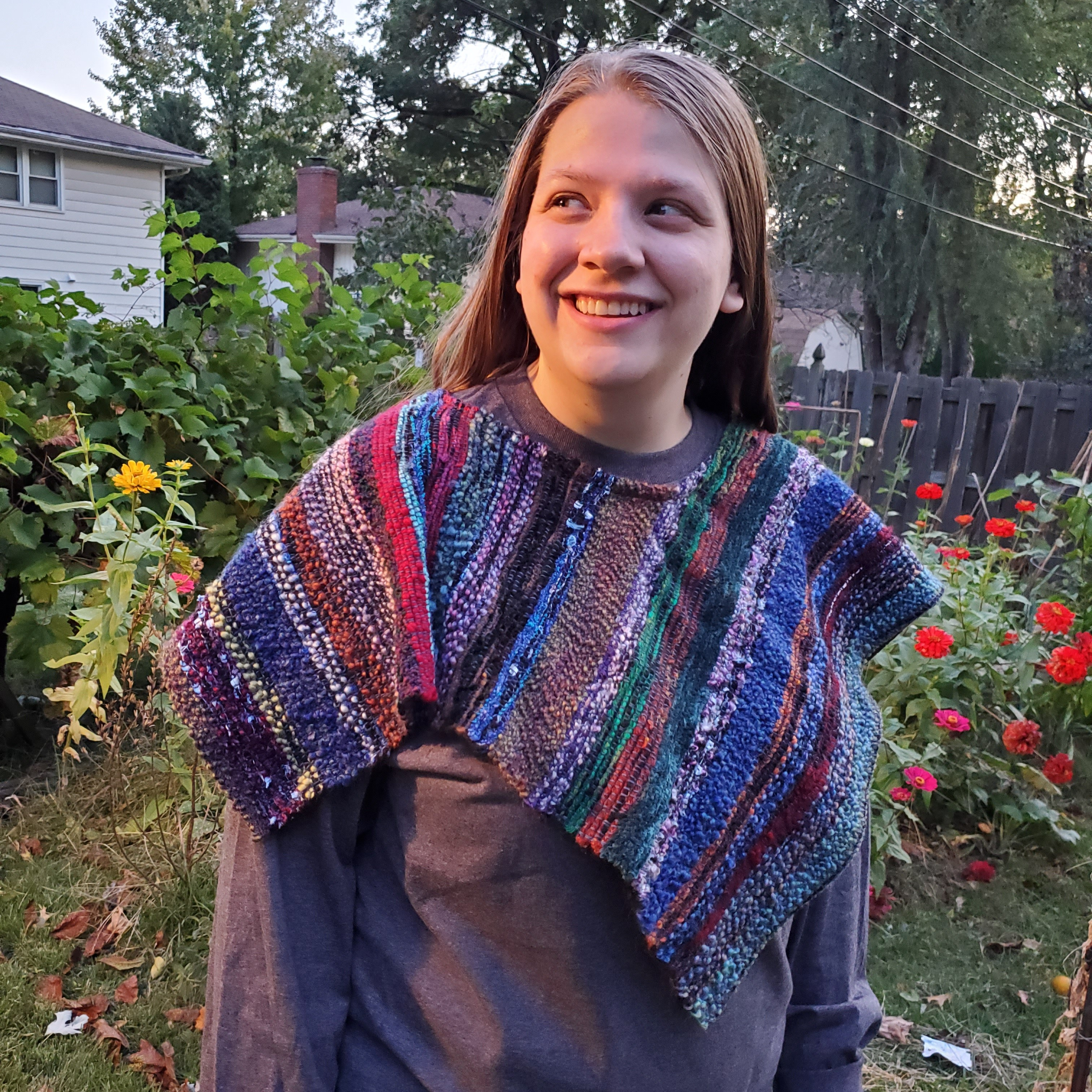 Emma wearing the Tuttle creek cowl/capelet