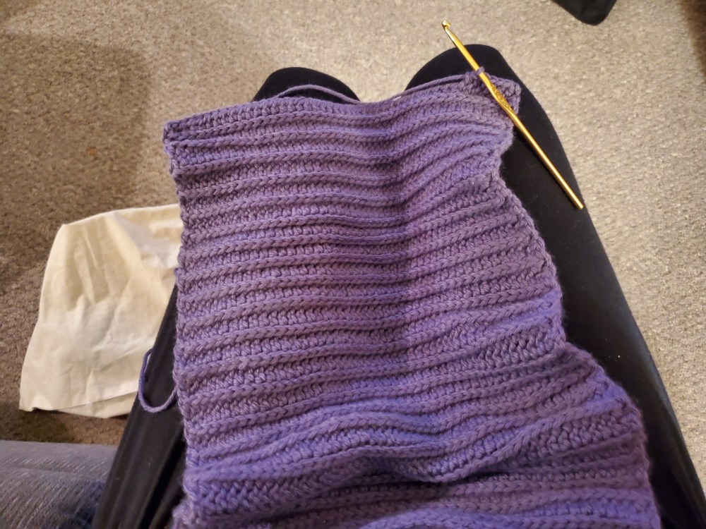 in progress crochet hat