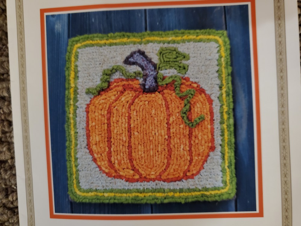 Finished locker hooked pumpkin
