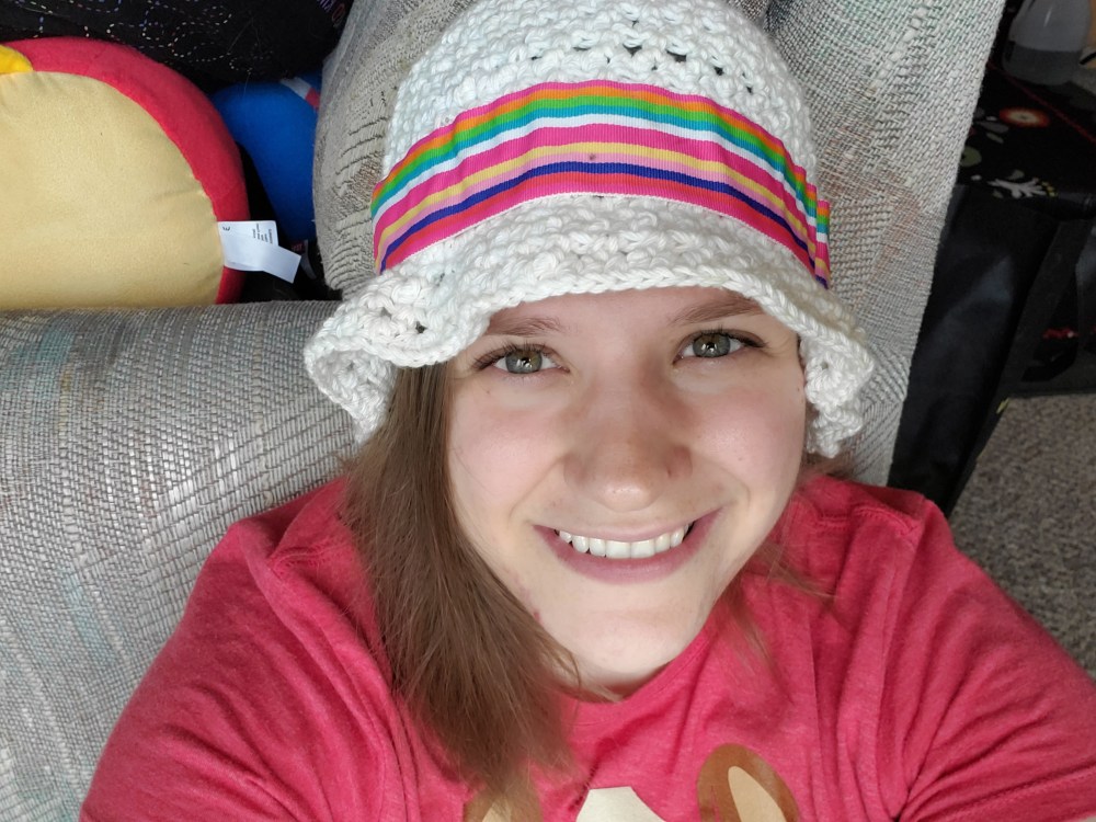 Emma in her bucket hat