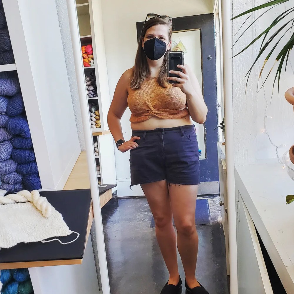 Emma modeling her Knot Front Crop