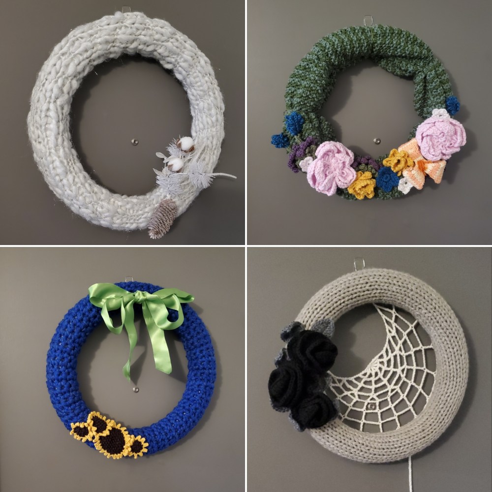 Four handmade seasonal wreaths