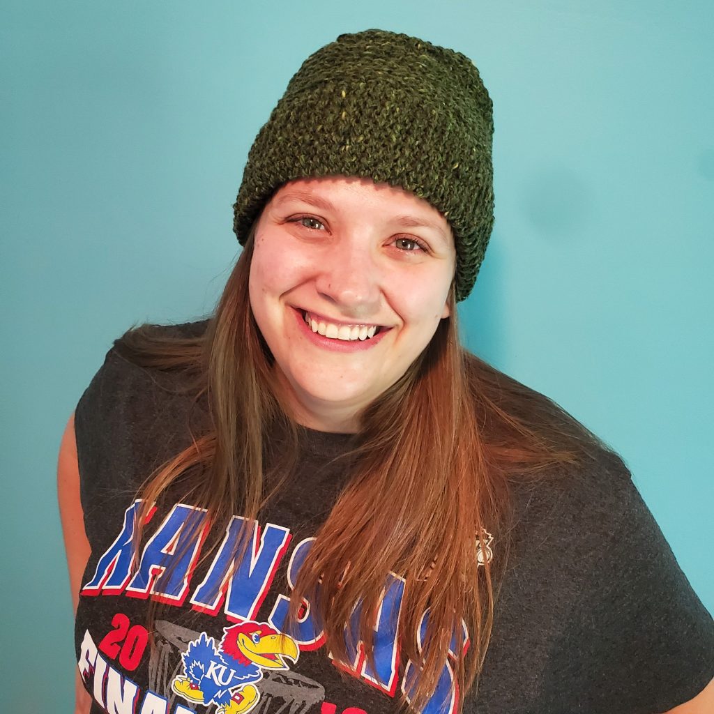 Emma modeling her Irish Hiking Hat