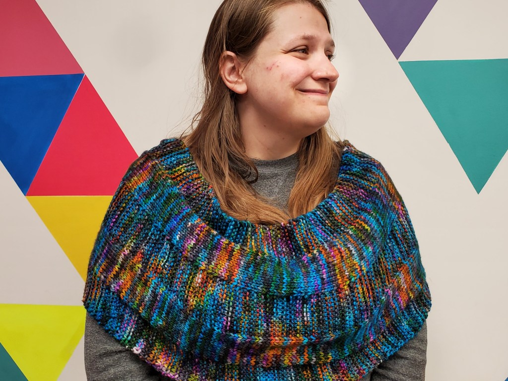 Emma modeling her cowl