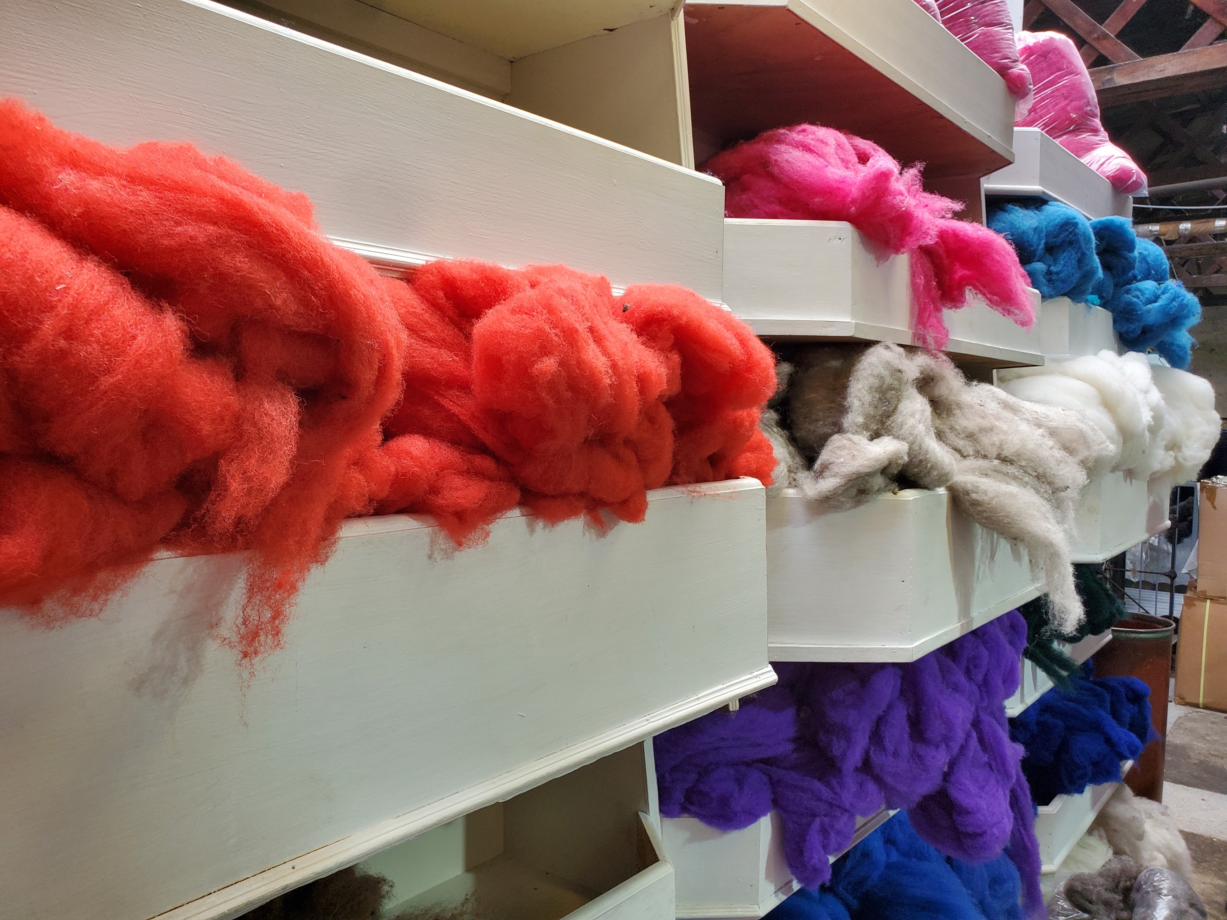 Wall of dyed wool at Kerry Woollen Mills