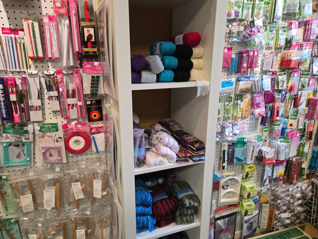 Ribbon yarn and notions in Betsy's Yarn and Tea
